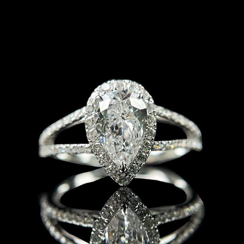 Gia Certified 14k Gold 1.00 Ct Natural D Si1 Pear Diamond Ring - 2