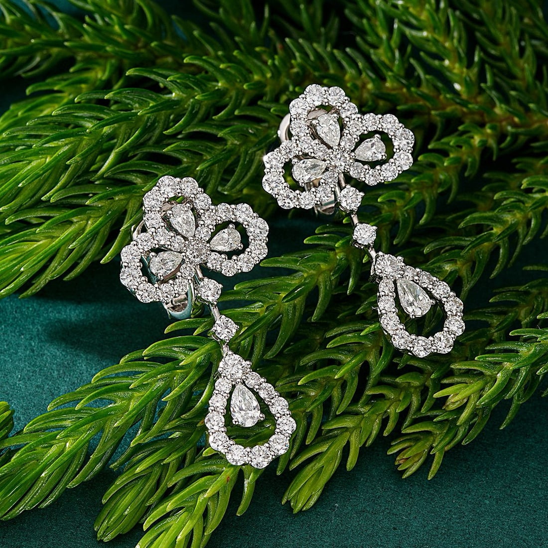 14k Gold 3.29 Ctw Natural H Diamond Earrings - 3