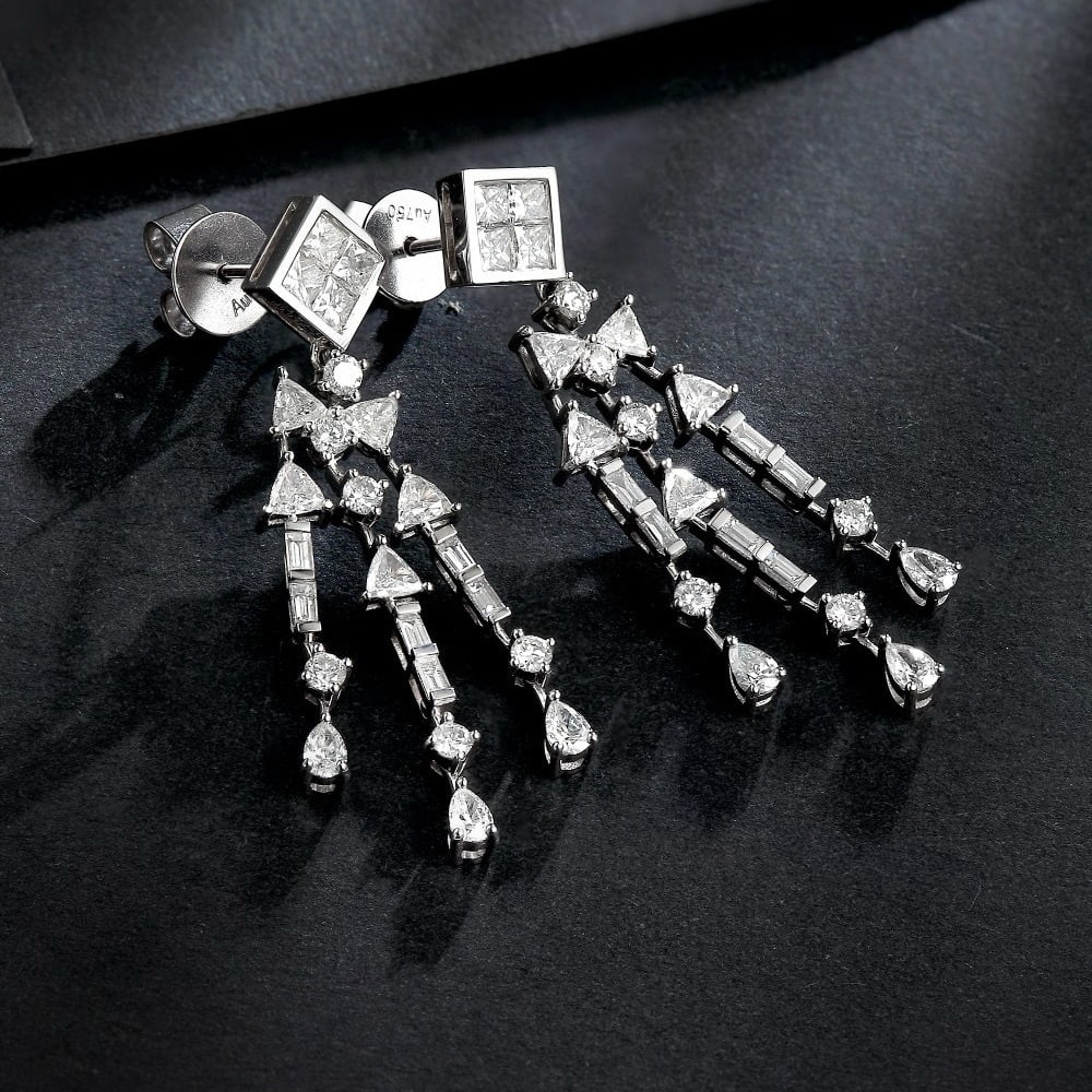 14k Gold 2.51 Ct Natural H Diamond Earrings - 4