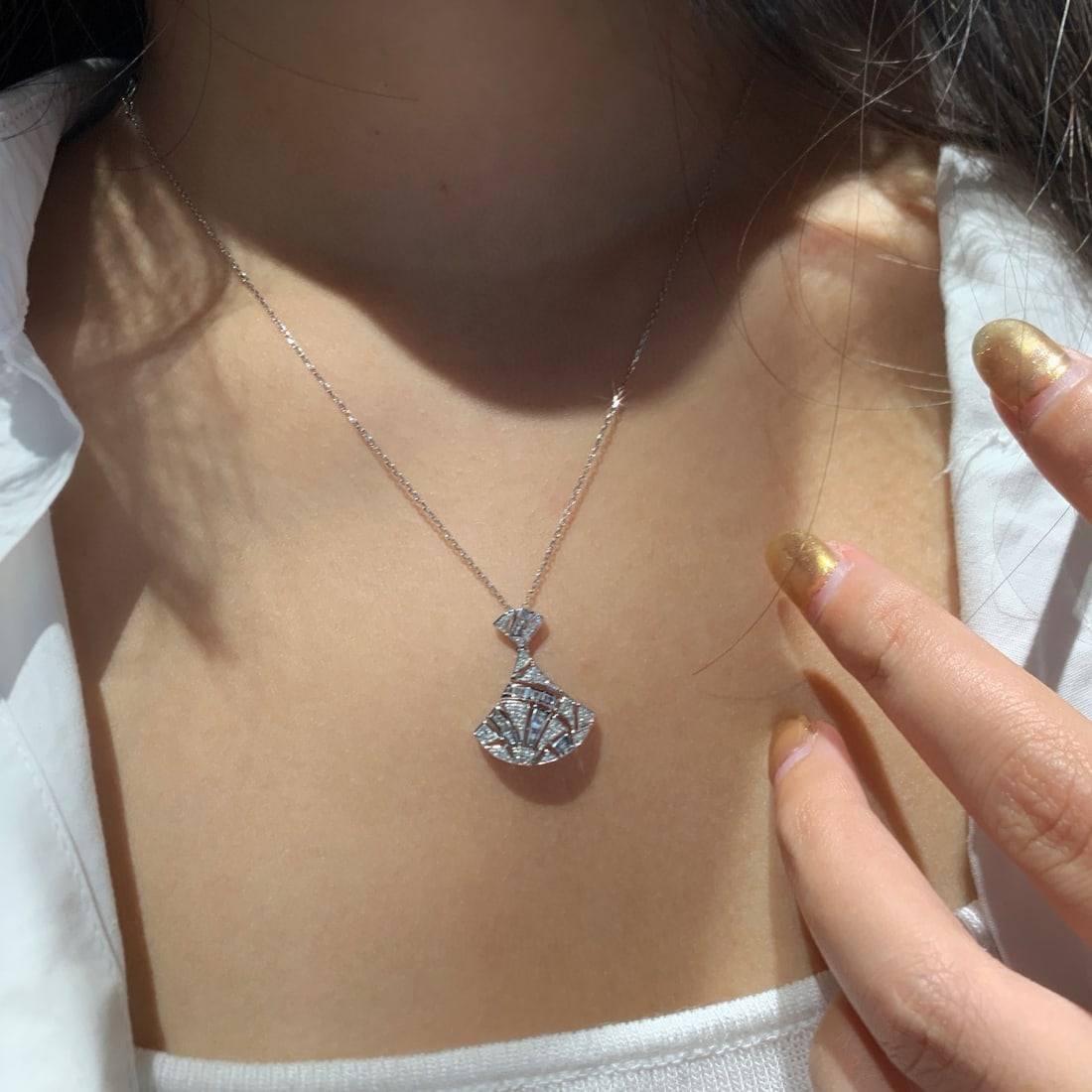 14k Gold 0.4 Ct Natural H Diamond Necklace - 5