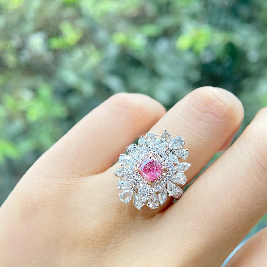 Gia Certified 14k Gold 2.71 Ctw Natural Pink Diamond & Diamond Ring/pendant( Without Chain ) - 2