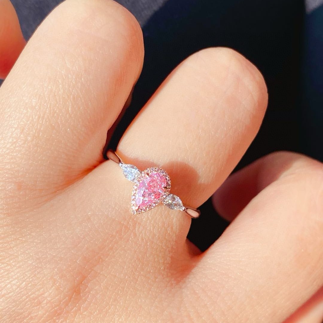 Gia Certified 14k Gold 0.60 Ctw Natural Pink Diamond & Diamond Ring - 4
