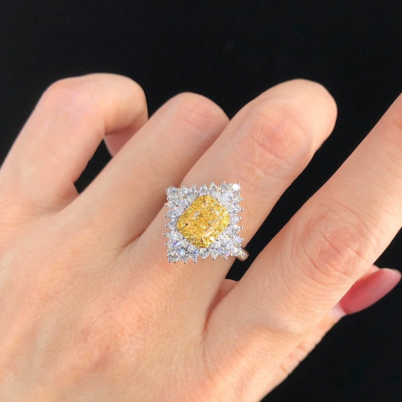 14k Gold 2.26 Ctw Natural Yellow Diamond & Diamond Ring/pendant( Without Chain ) - 3
