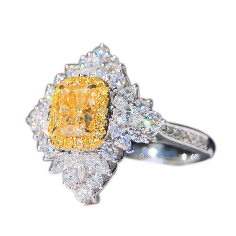 14k Gold 2.26 Ctw Natural Yellow Diamond & Diamond Ring/pendant( Without Chain ) - 5