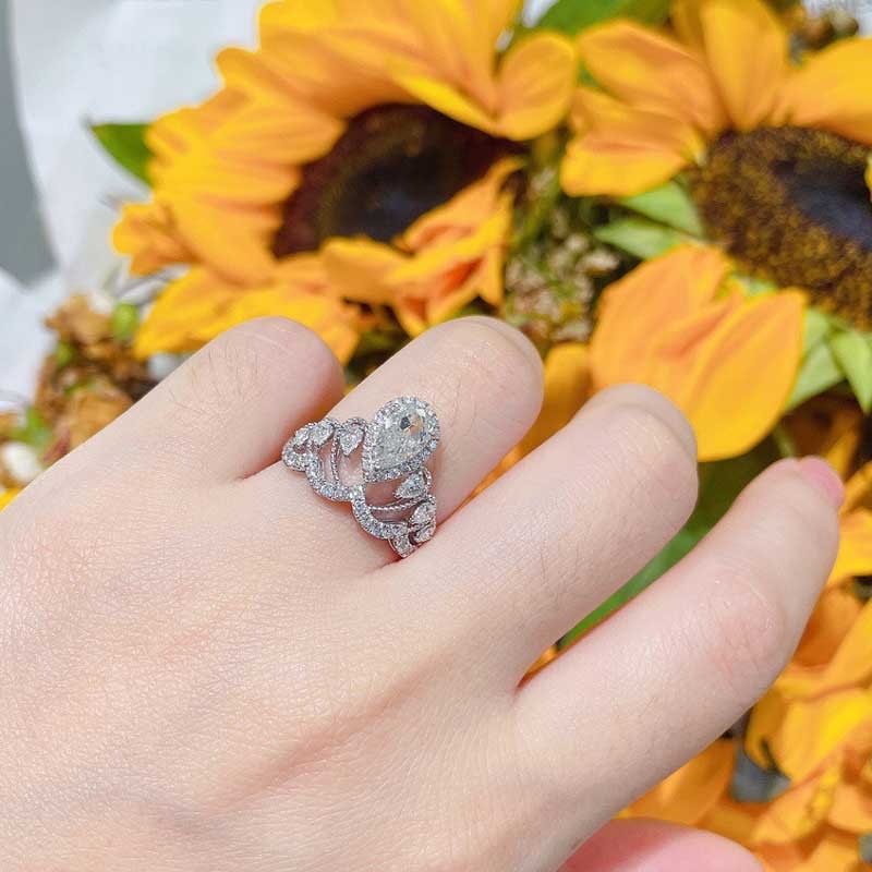 Gia Certified 14k Gold 1 Ct Natural G Vvs2 Pear Diamond Ring - 2