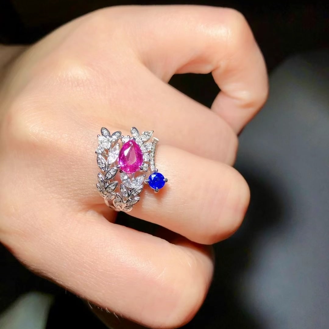 14k Gold 1.52 Ctw Natural Sapphire & Diamond Ring - 2