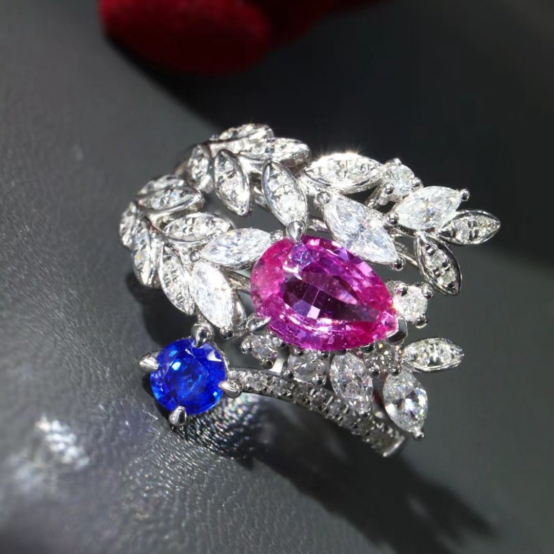 14k Gold 1.52 Ctw Natural Sapphire & Diamond Ring - 3