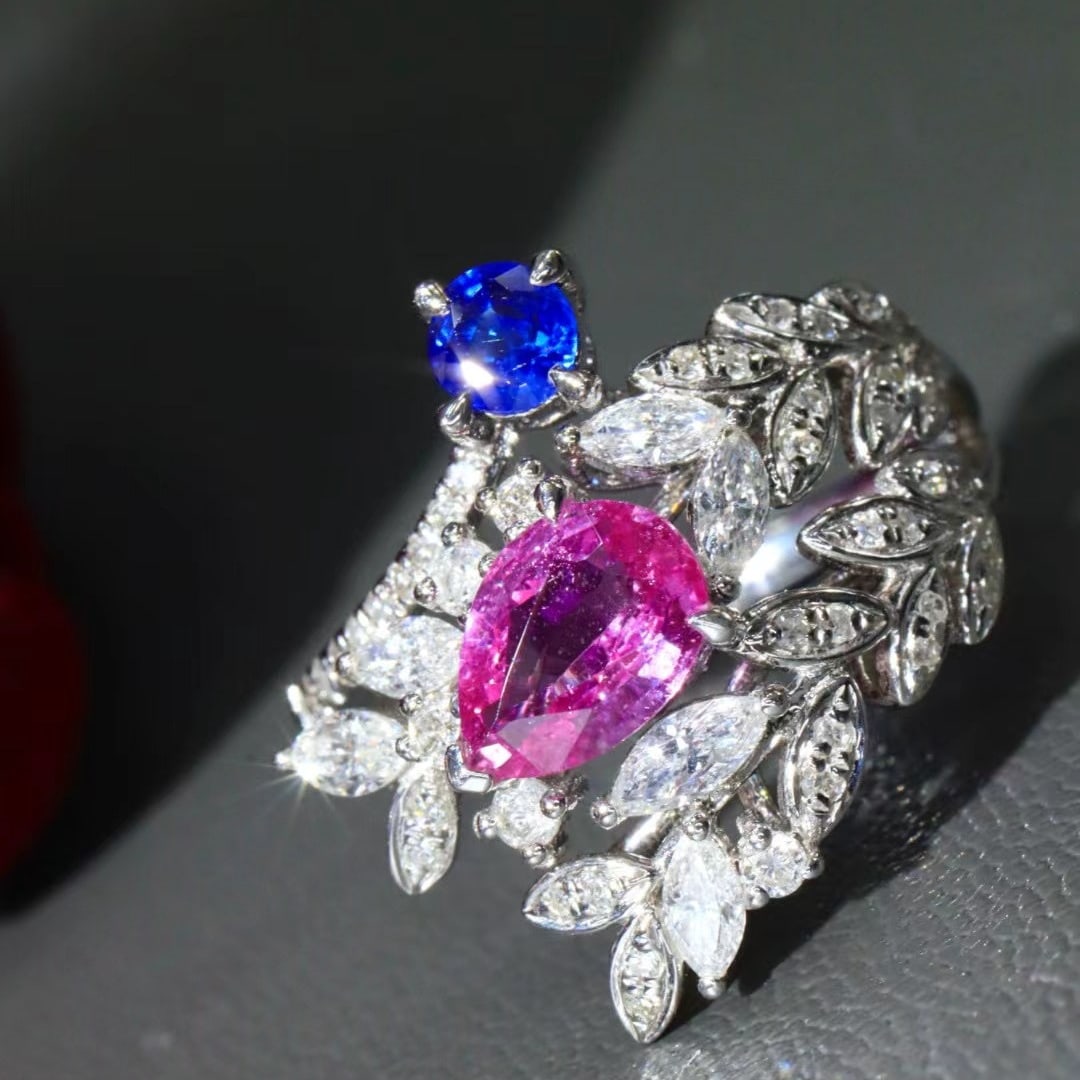 14k Gold 1.52 Ctw Natural Sapphire & Diamond Ring - 4