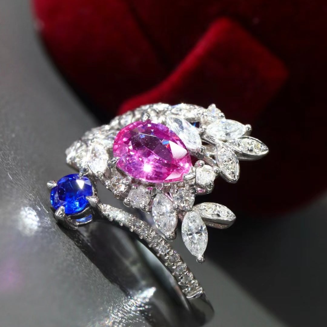 14k Gold 1.52 Ctw Natural Sapphire & Diamond Ring - 5