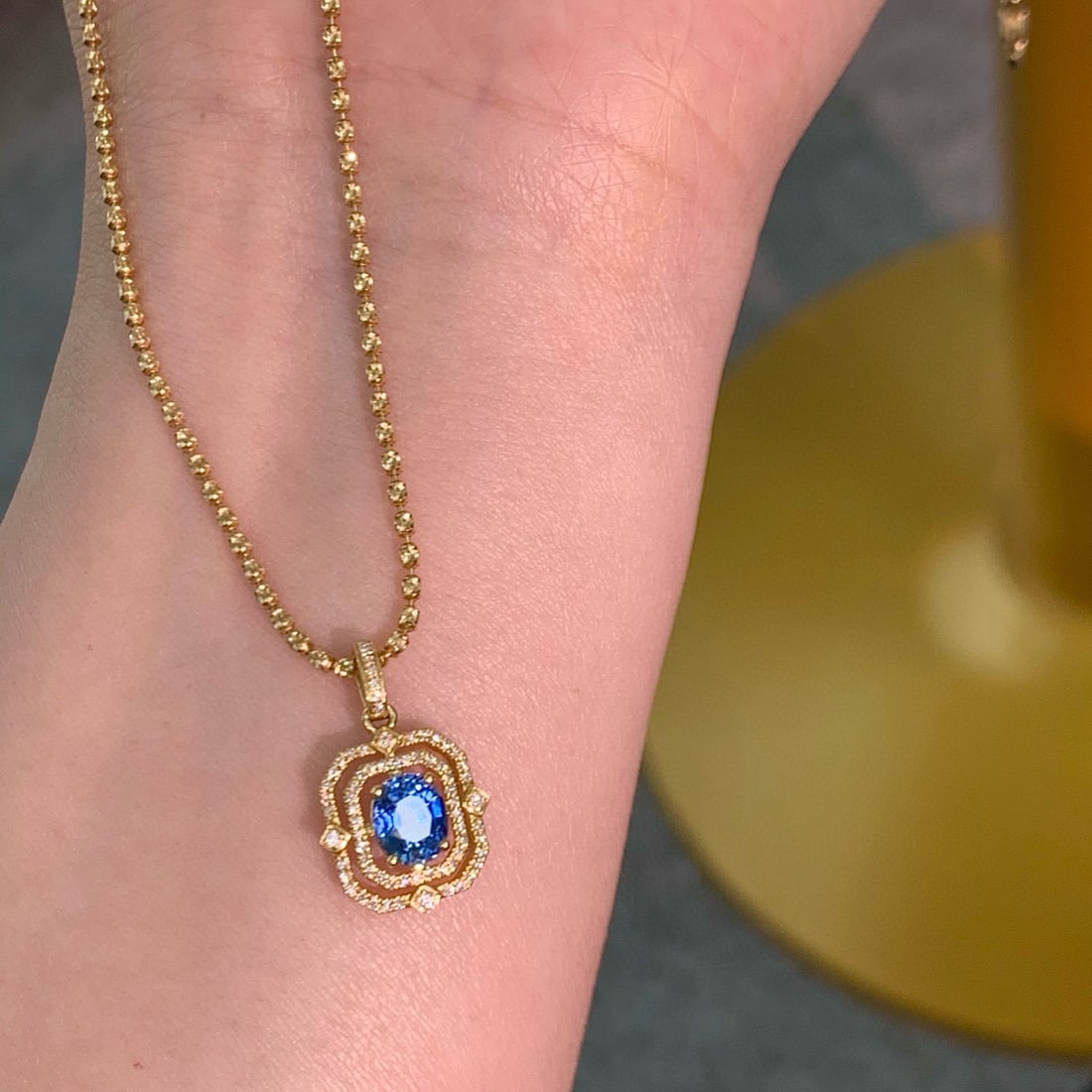 14k Gold 1.1 Ct Natural Sapphire & Diamond Pendant( Without Chain ) - 4