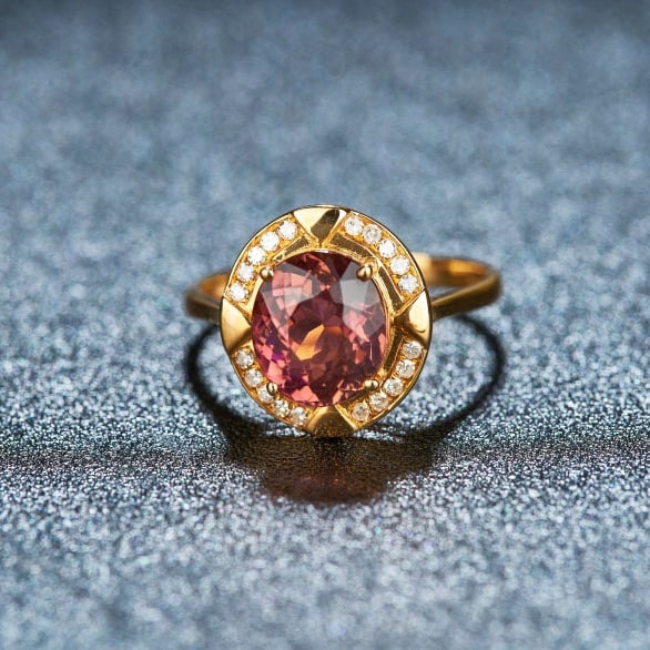 14k Gold 2.52 Ct Natural Tourmaline & Diamond Ring - 4