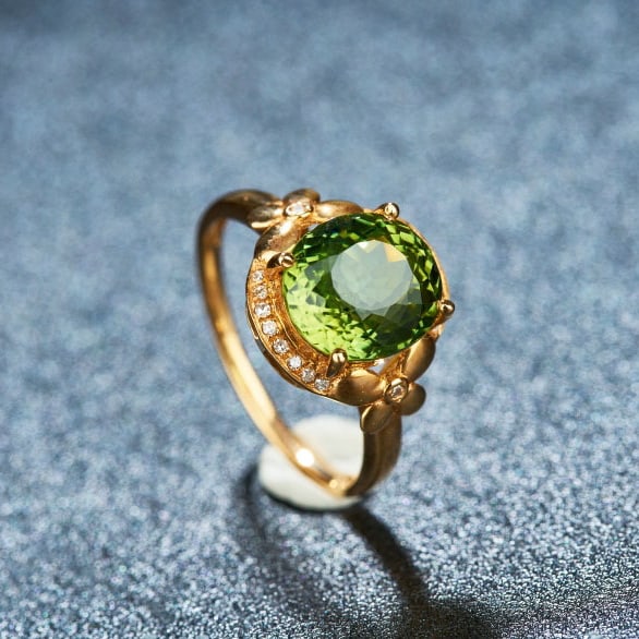 14k Gold 3.55 Ct Natural Tourmaline & Diamond Ring - 3