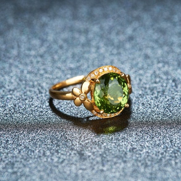14k Gold 3.55 Ct Natural Tourmaline & Diamond Ring - 5