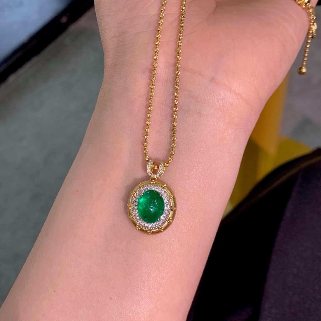14k Gold 2.95 Ctw Natural Emerald & Diamond Pendant( Without Chain ) - 3