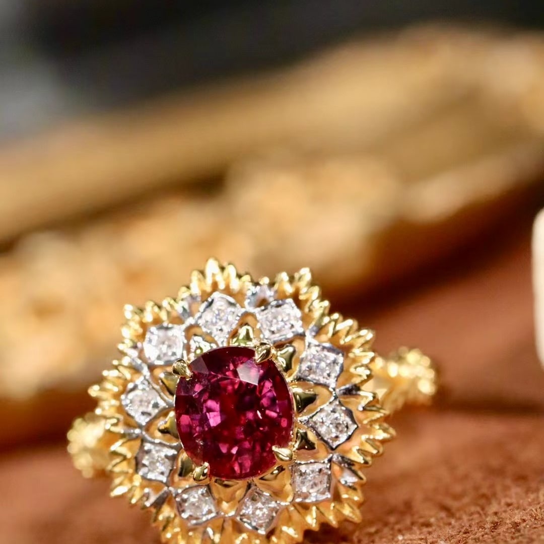 14k Gold 1.11 Ctw Natural Ruby & Diamond Ring - 3