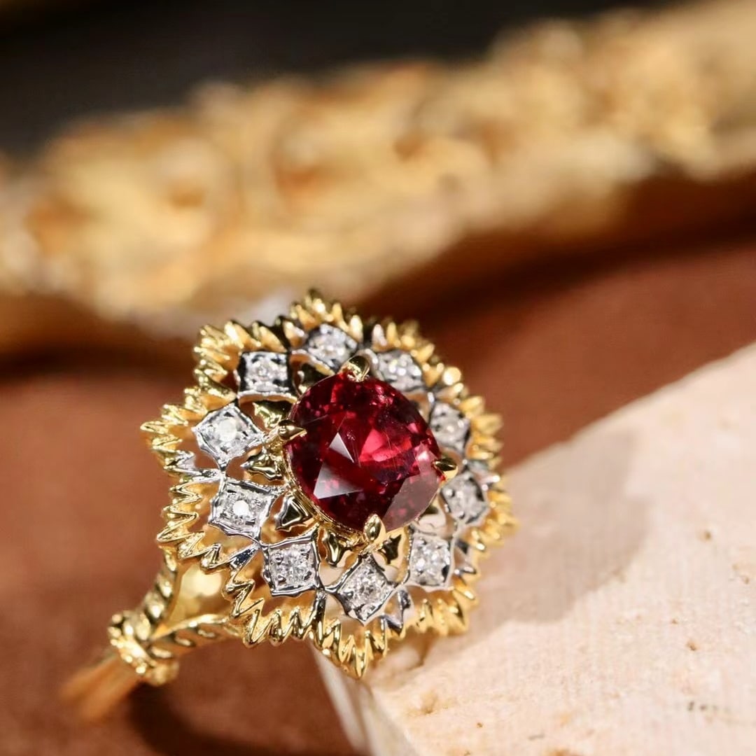 14k Gold 1.11 Ctw Natural Ruby & Diamond Ring - 5