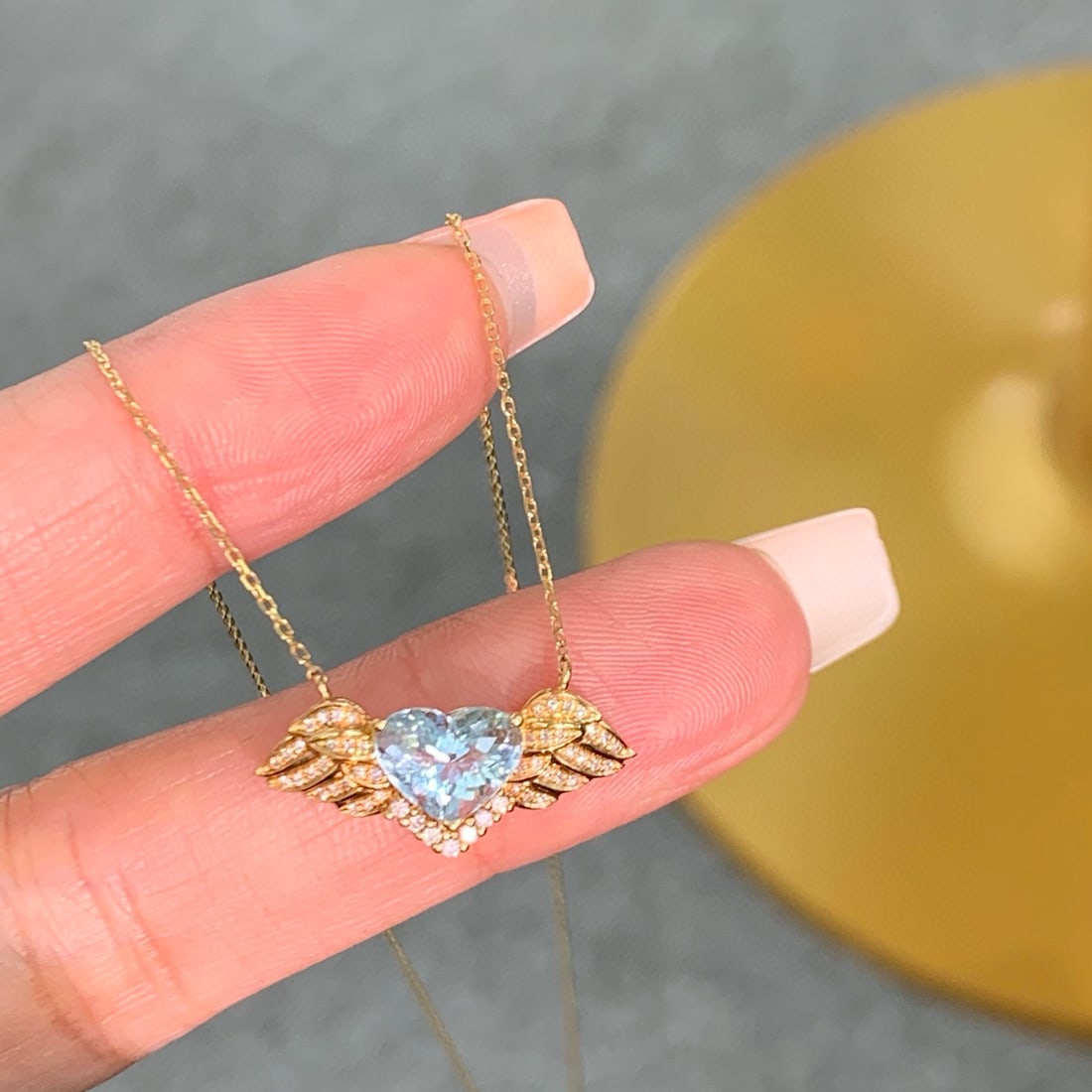 14k Gold 1.30 Ctw Natural Aquamarine & Diamond Necklace - 3