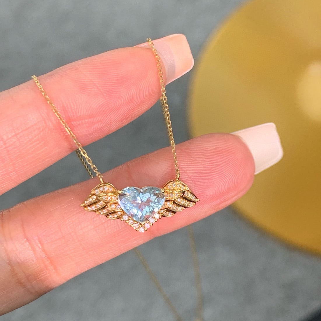 14k Gold 1.30 Ctw Natural Aquamarine & Diamond Necklace - 5