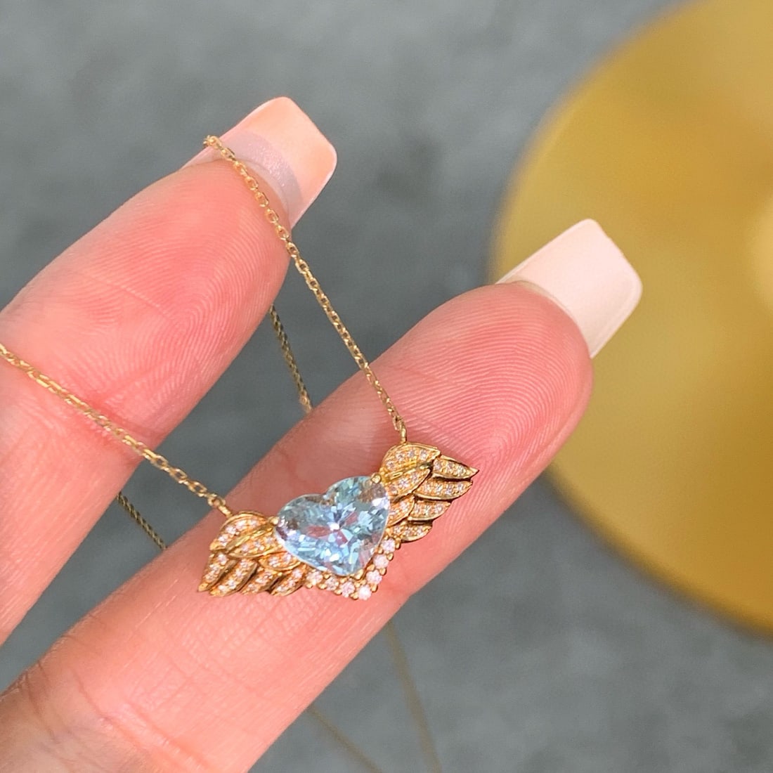 14k Gold 1.30 Ctw Natural Aquamarine & Diamond Necklace - 6