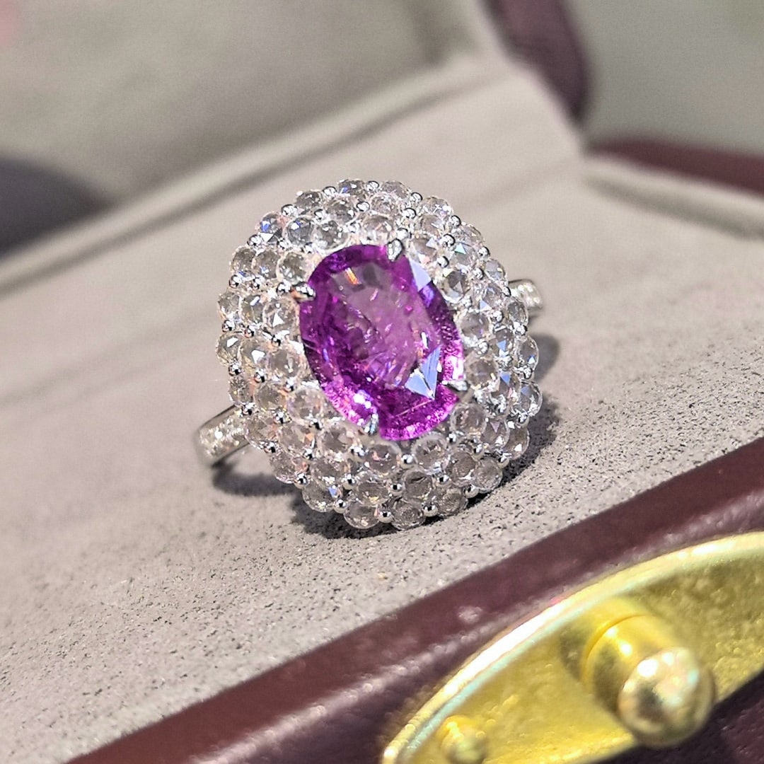14k Gold 3.02 Ctw Natural Sapphire & Sapphire Ring - 7