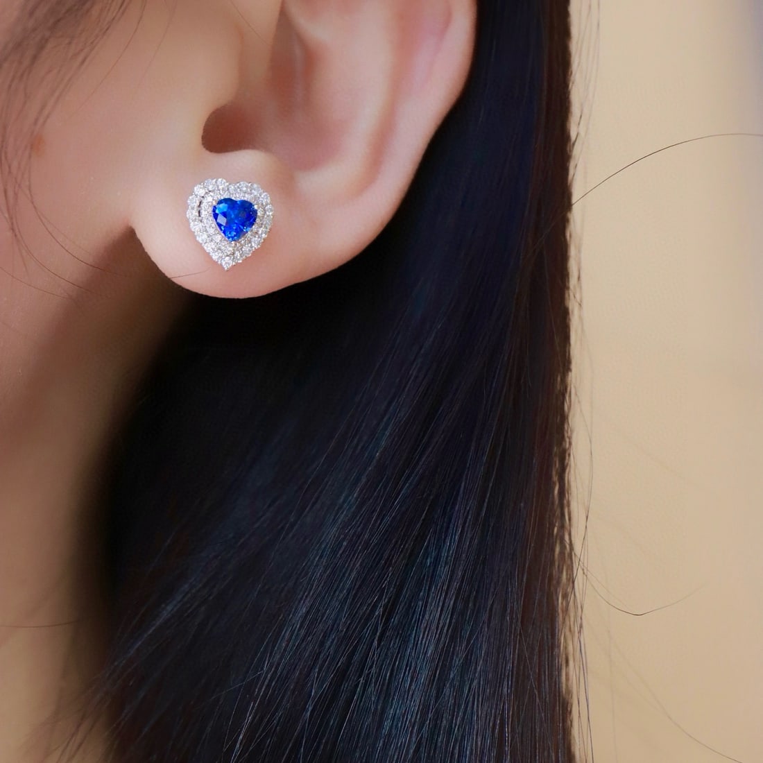 14k Gold 2.00 Ctw Natural Sapphire & Diamond Earrings - 5