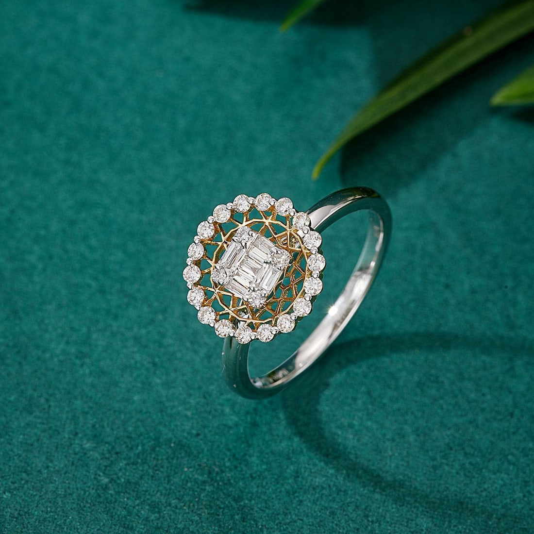 14k Gold 0.34 Ctw Natural H Diamond Ring: Ref:230986273 // gold content:14k gold // ring size:7. 25us // // main gemstone:diamond // shape:baguette // carat weight:0. 09ct // clarity grade:vs-si // color:h // treatment:natural // // adjacent