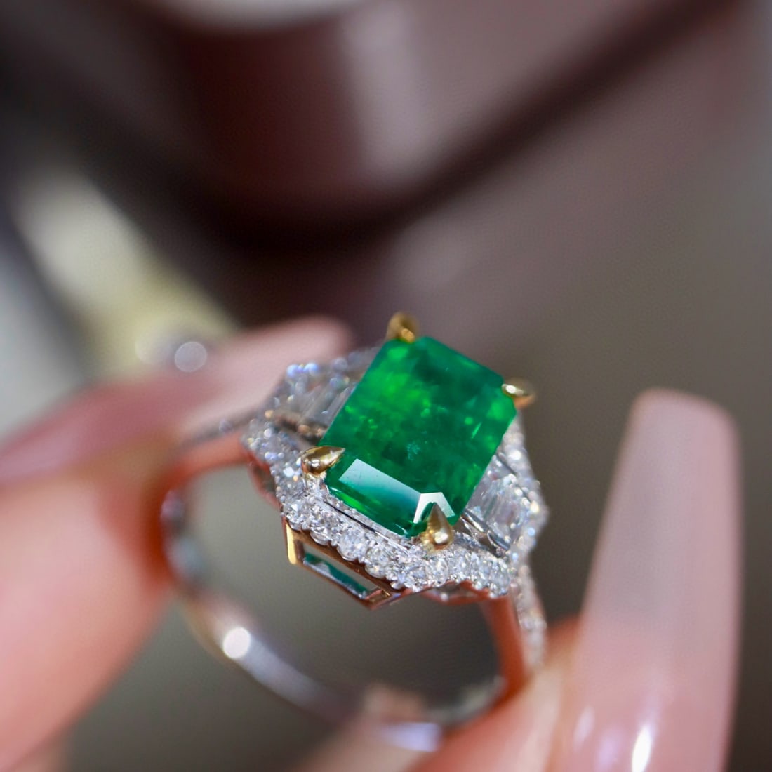 14k Gold 1.99 Ctw Vivid Green Natural Emerald & Diamond Ring - 7