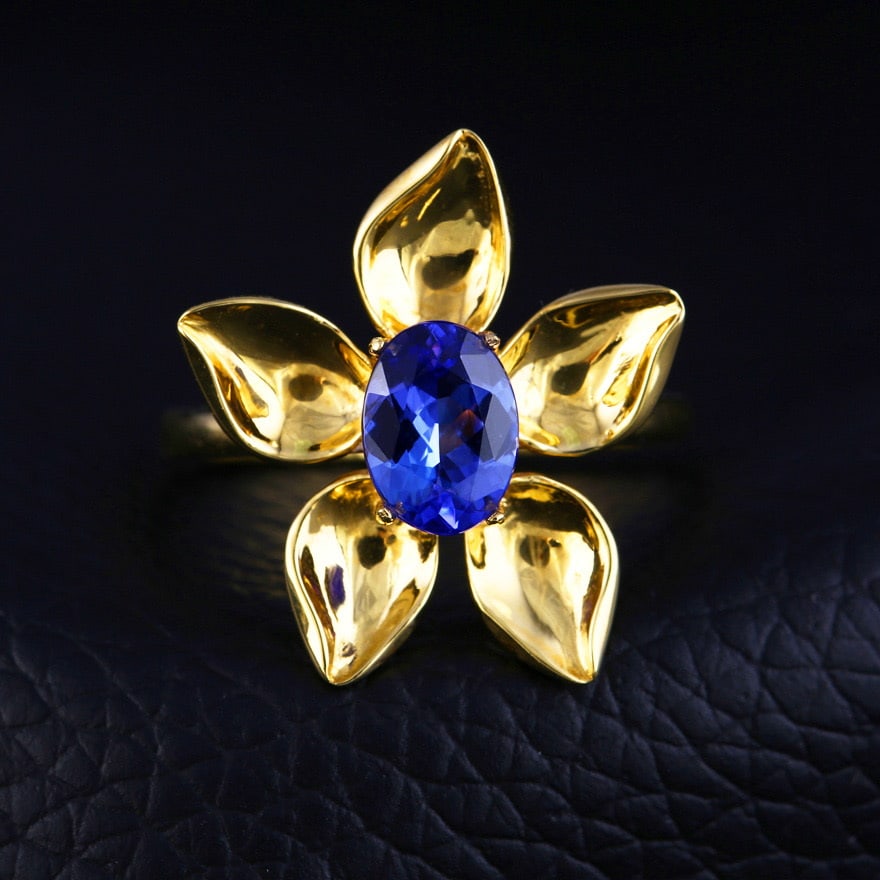 14k Gold 1.49 Ct Natural Tanzanite Ring: Ref:230986281 // gold content:14k gold // ring size:7. 25us // // main gemstone:tanzanite // shape:oval // carat weight:1. 49ct // color:blue // treatment:natural // Condition: New Low Estimate:
