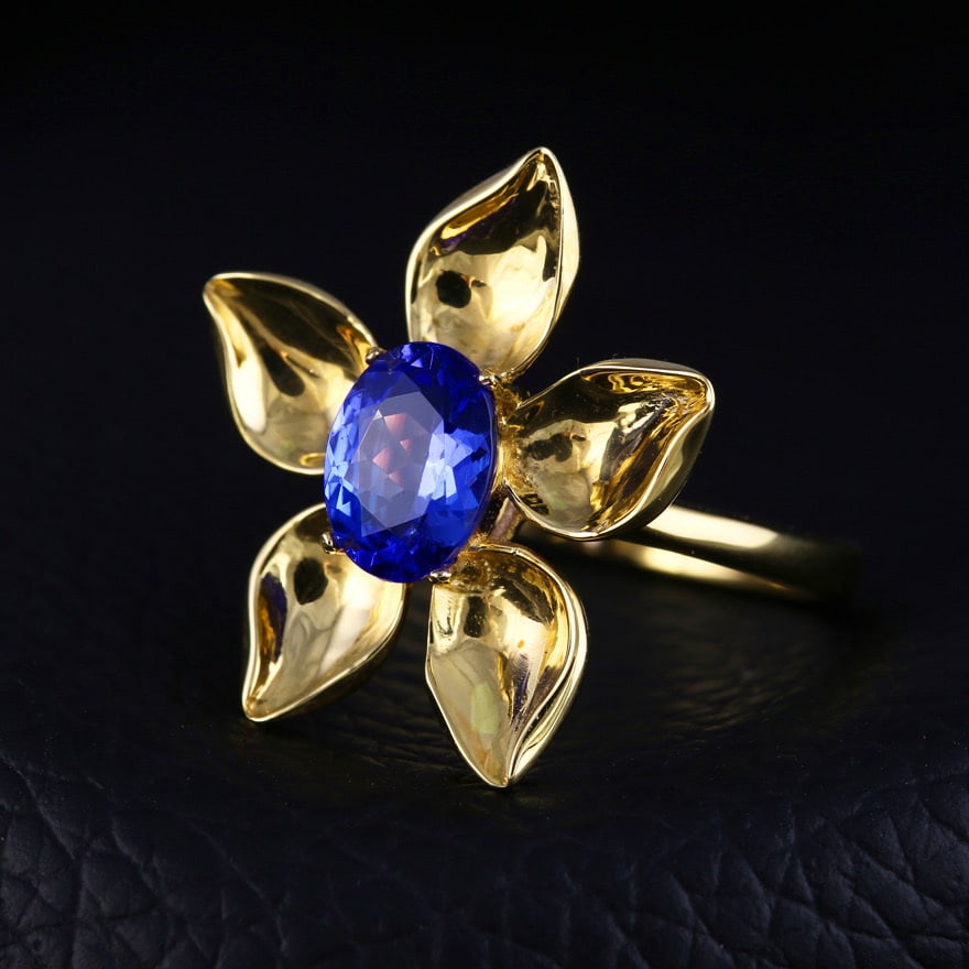 14k Gold 1.49 Ct Natural Tanzanite Ring - 6