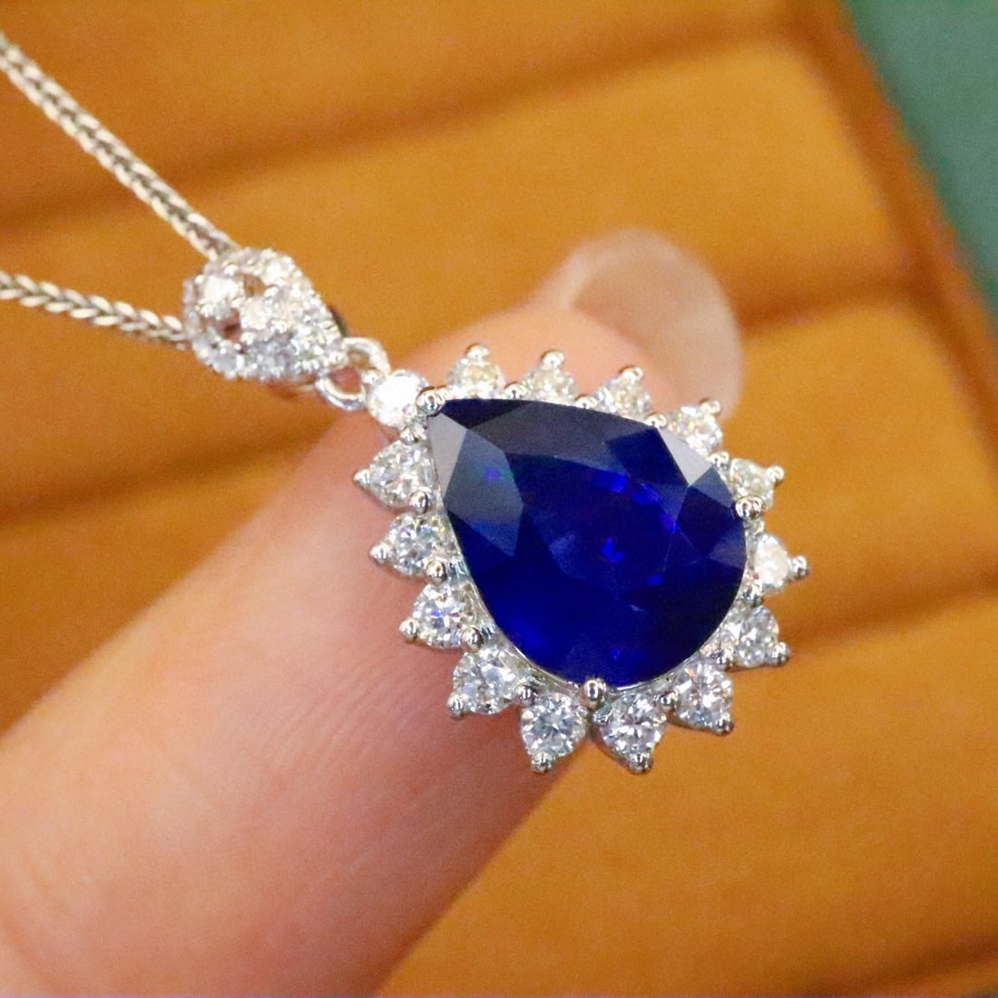 14k Gold 2.78 Ctw Natural Sapphire & Diamond Pendant( Without Chain ) - 3