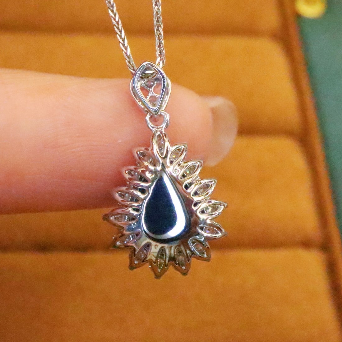 14k Gold 2.78 Ctw Natural Sapphire & Diamond Pendant( Without Chain ) - 4