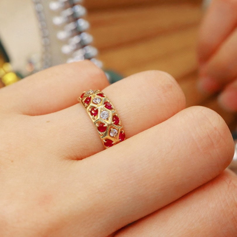 14k Gold 1.25 Ctw Natural Ruby & Diamond Ring - 3