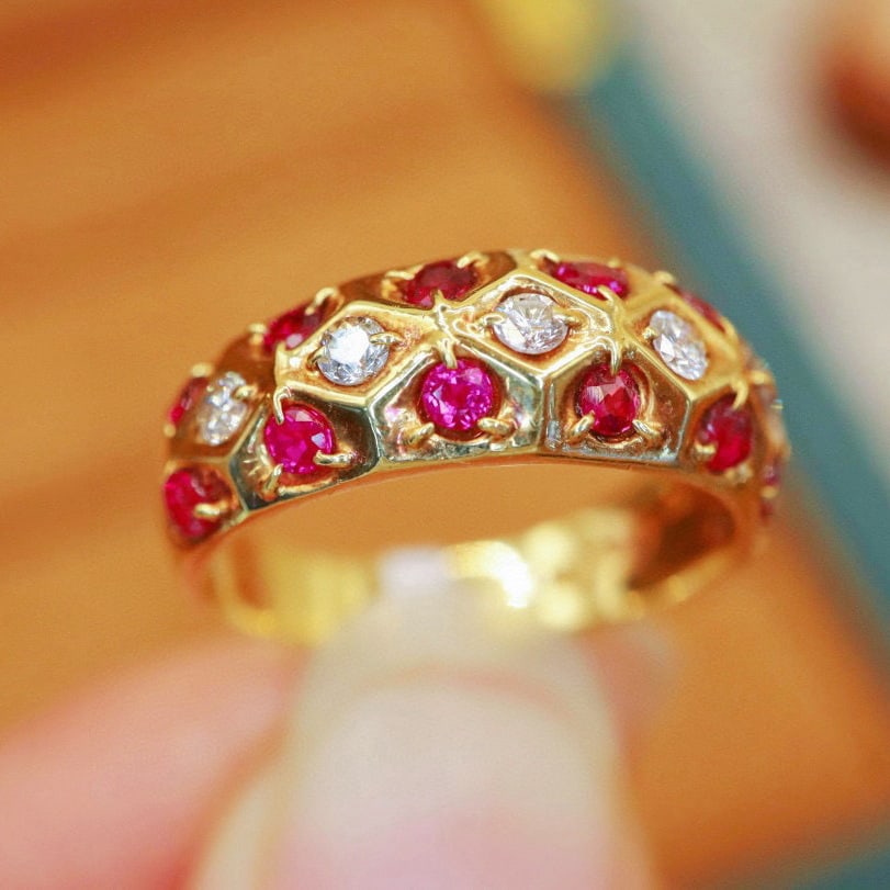 14k Gold 1.25 Ctw Natural Ruby & Diamond Ring - 6