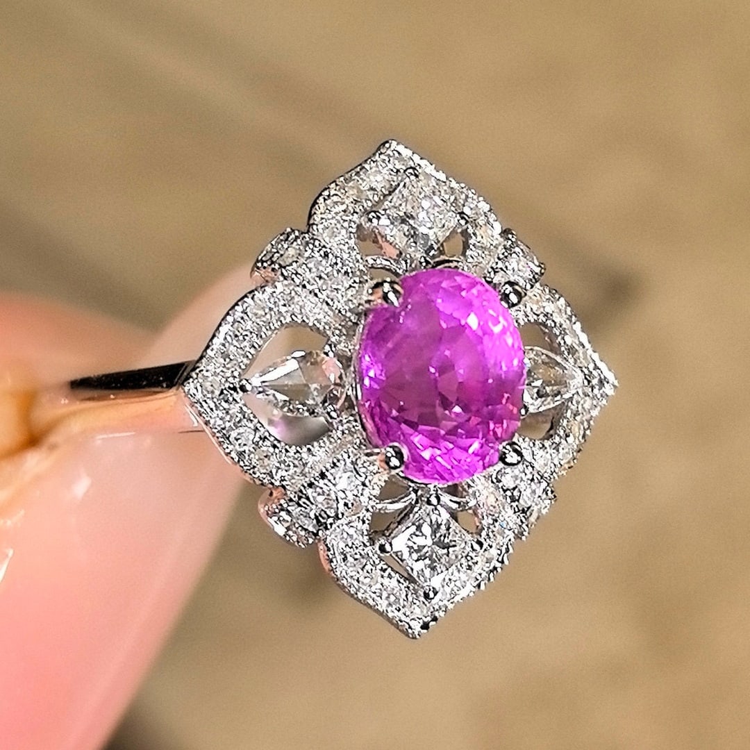 14k Gold 1.87 Ctw Natural Sapphire & Diamond Ring - 3