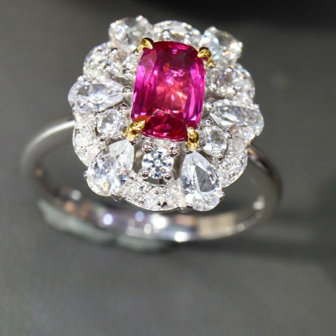 14k Gold 0.98 Ctw Natural Ruby & Diamond Ring - 5