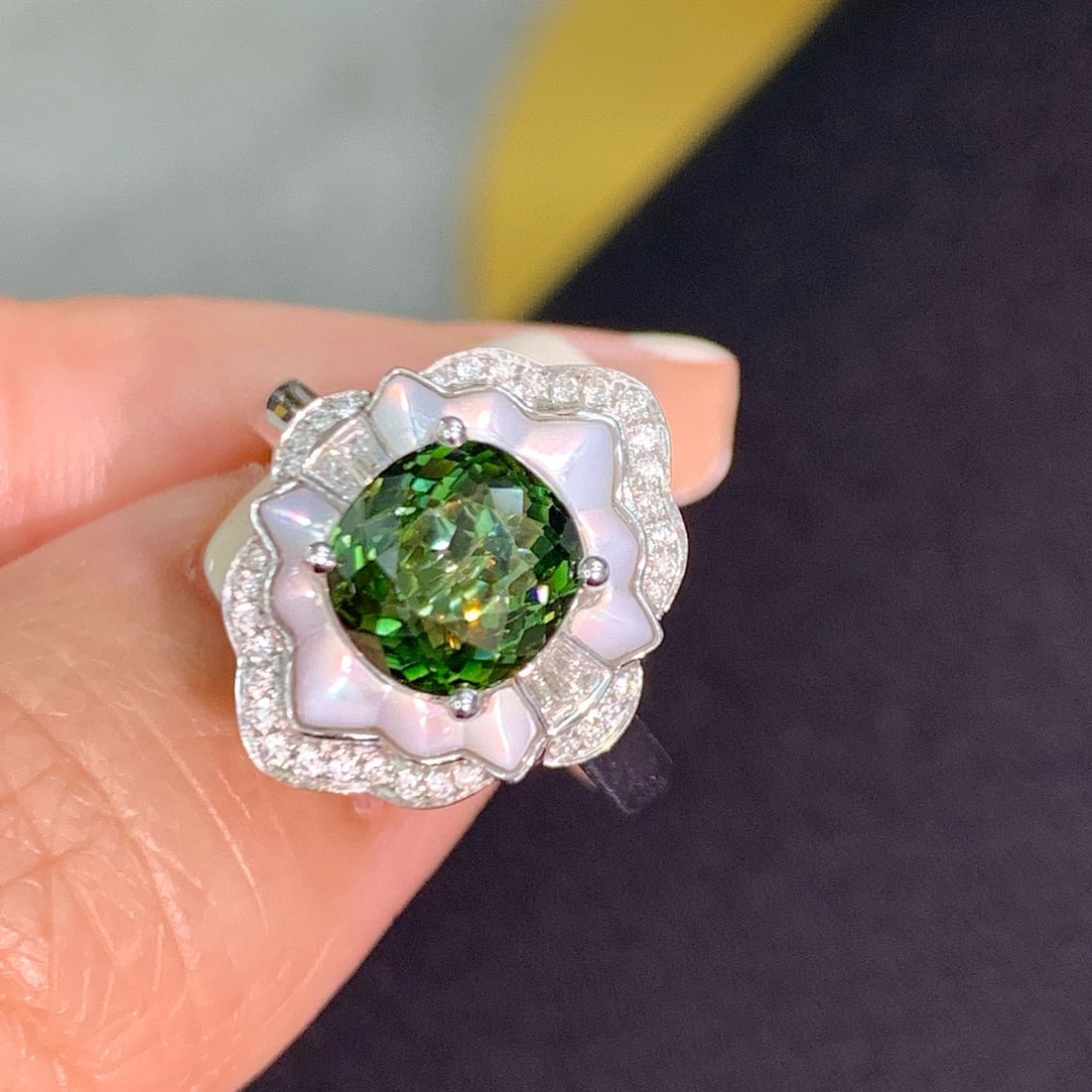 14k Gold 2.5 Ct Natural Tourmaline & Diamond Ring - 3