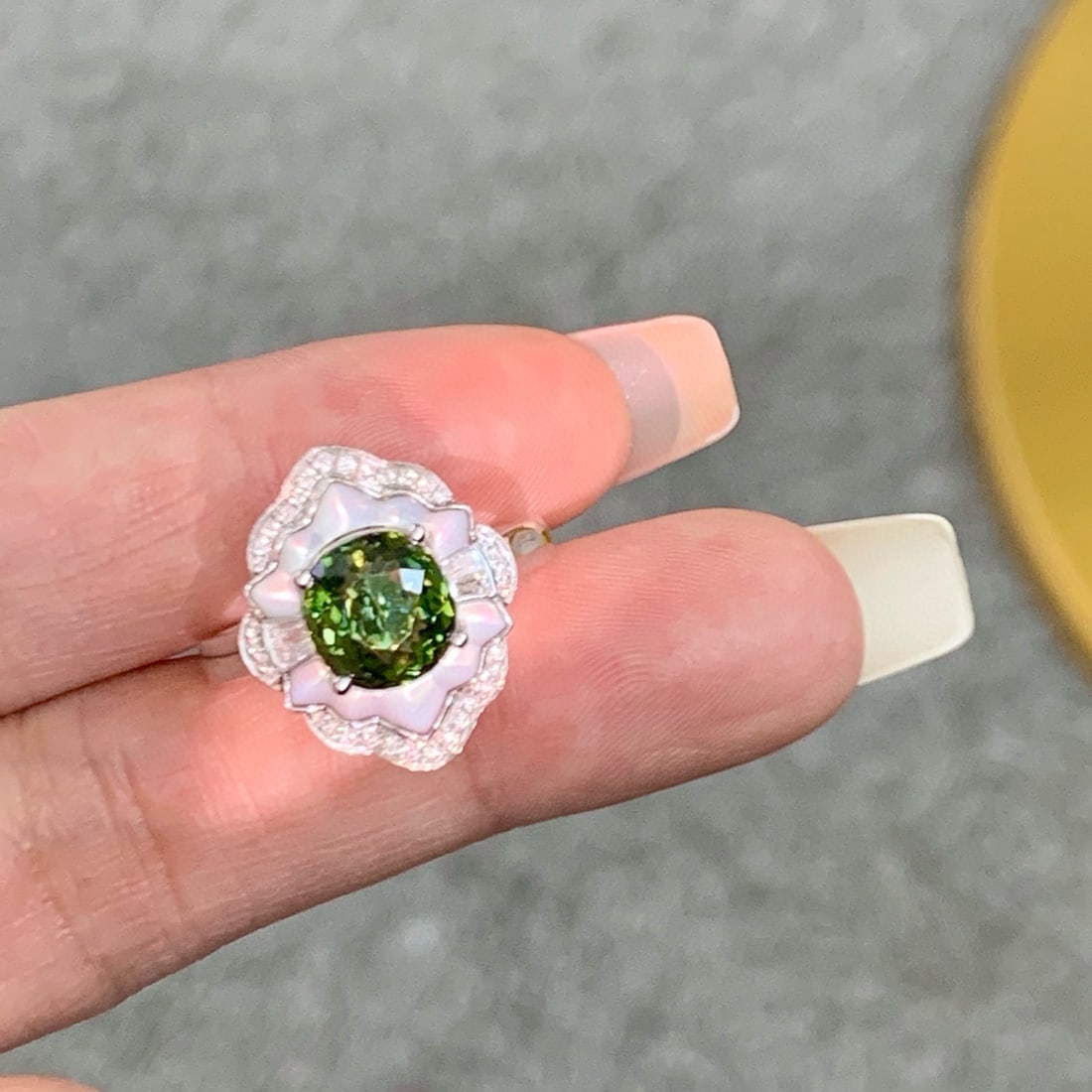 14k Gold 2.5 Ct Natural Tourmaline & Diamond Ring - 6