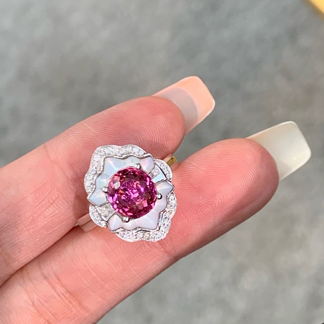 14k Gold 2 Ct Natural Tourmaline & Diamond Ring - 2