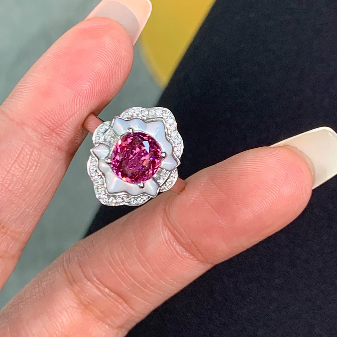 14k Gold 2 Ct Natural Tourmaline & Diamond Ring - 3