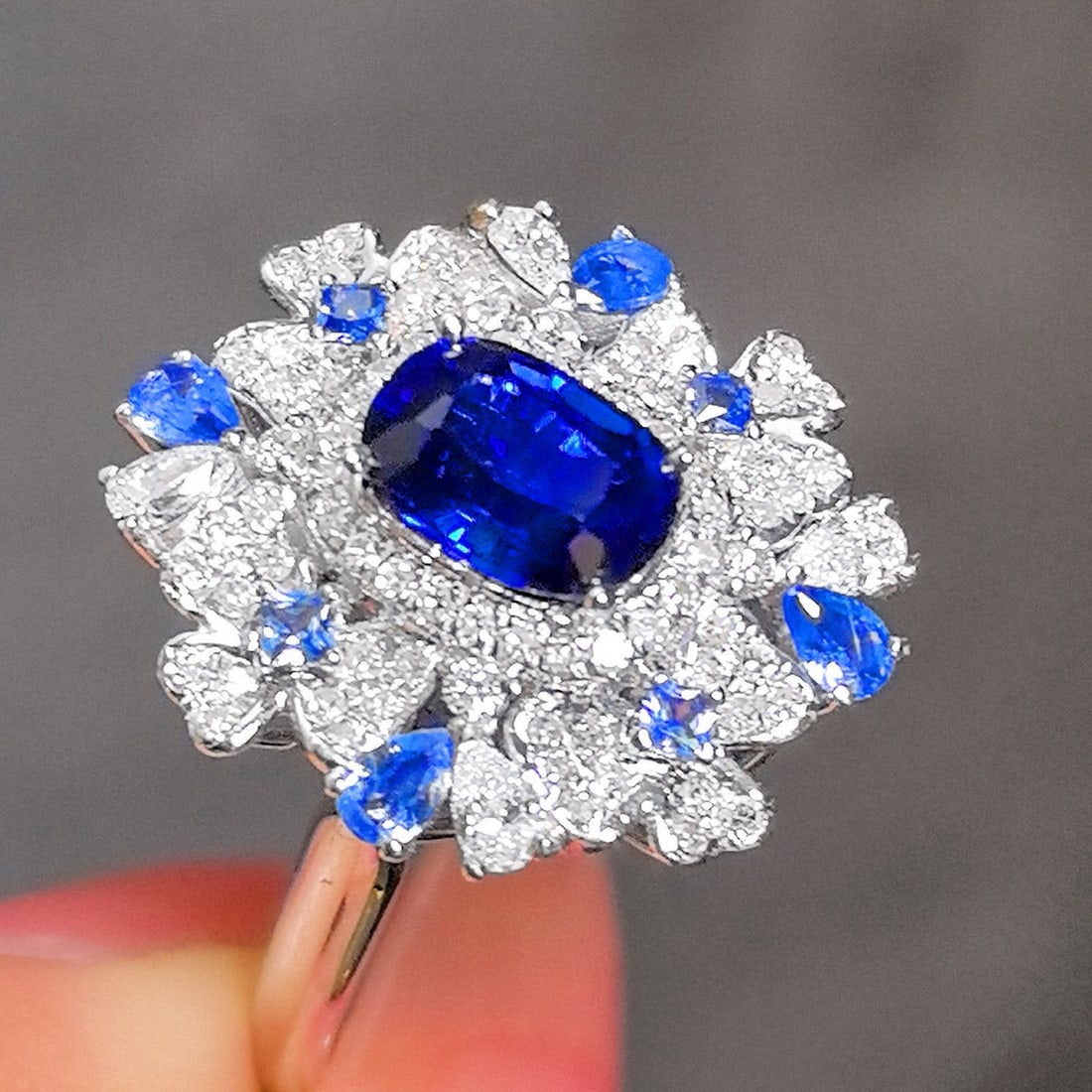 14k Gold 1.81 Ctw Natural Sapphire & Diamond Ring/pendant( Without Chain ) - 2