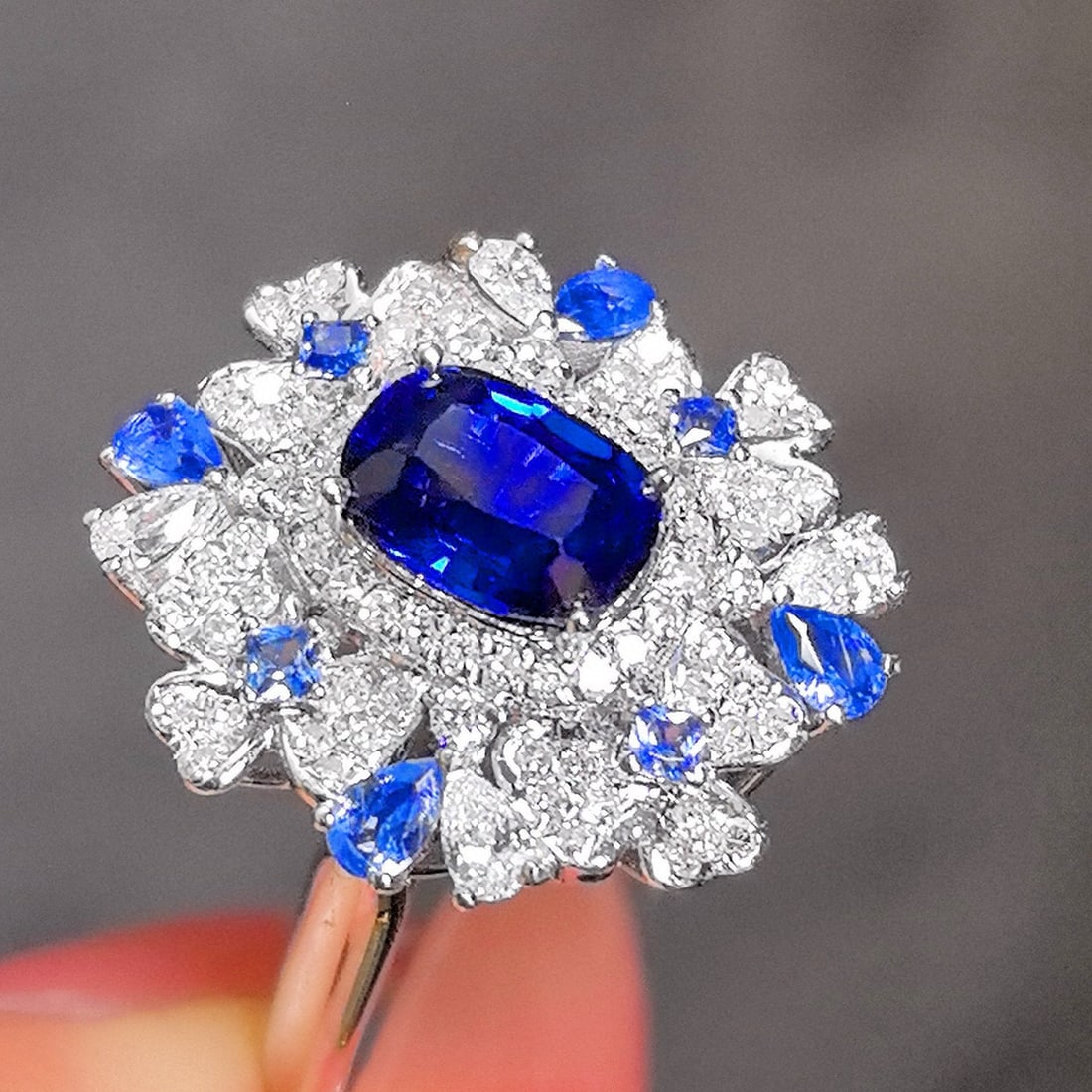 14k Gold 1.81 Ctw Natural Sapphire & Diamond Ring/pendant( Without Chain ) - 3