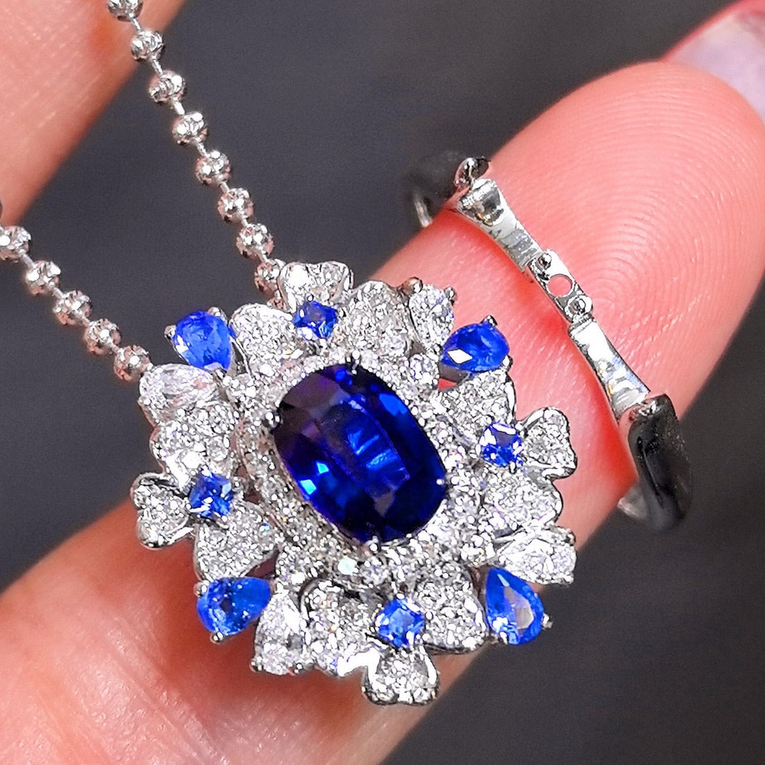 14k Gold 1.81 Ctw Natural Sapphire & Diamond Ring/pendant( Without Chain ) - 5