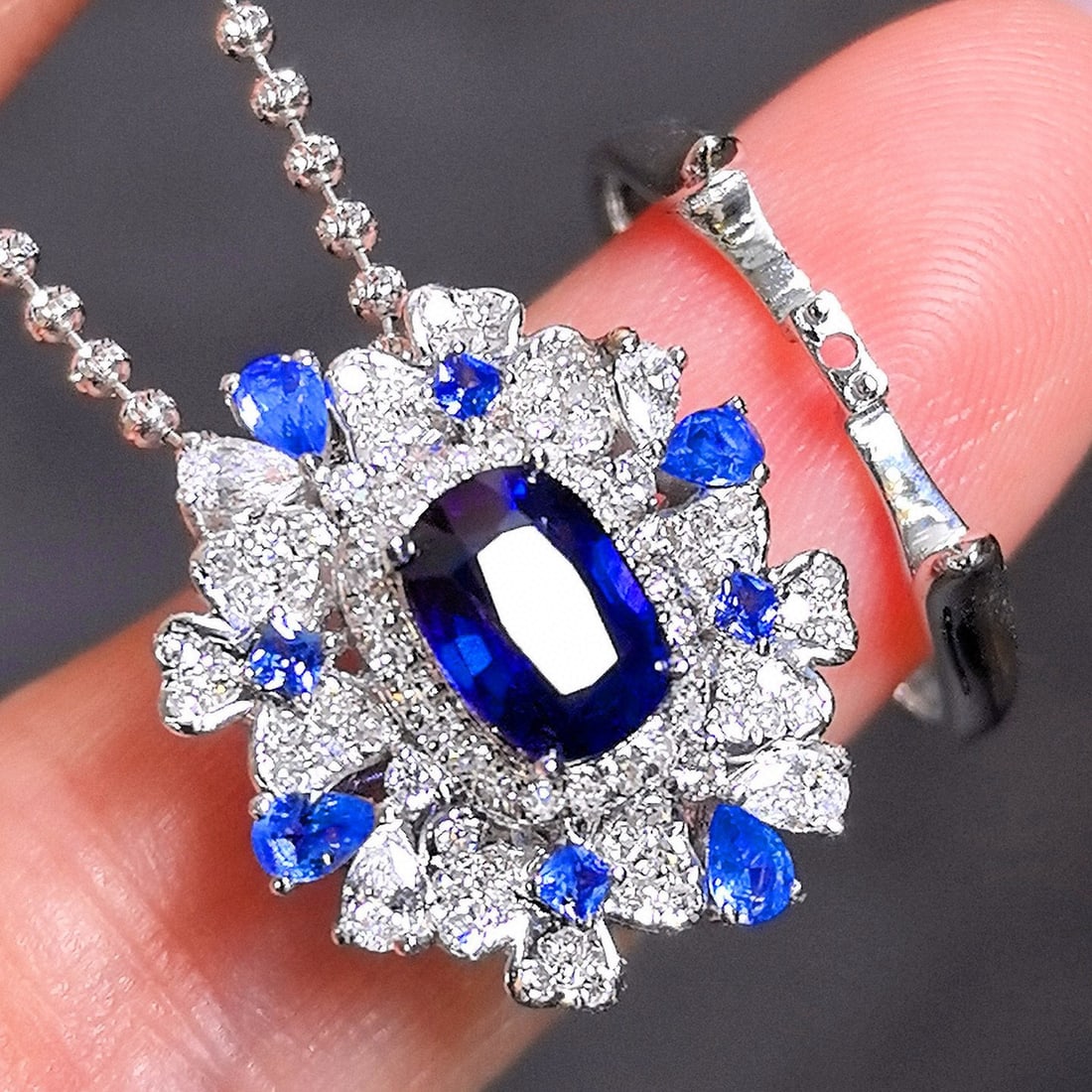 14k Gold 1.81 Ctw Natural Sapphire & Diamond Ring/pendant( Without Chain ) - 6