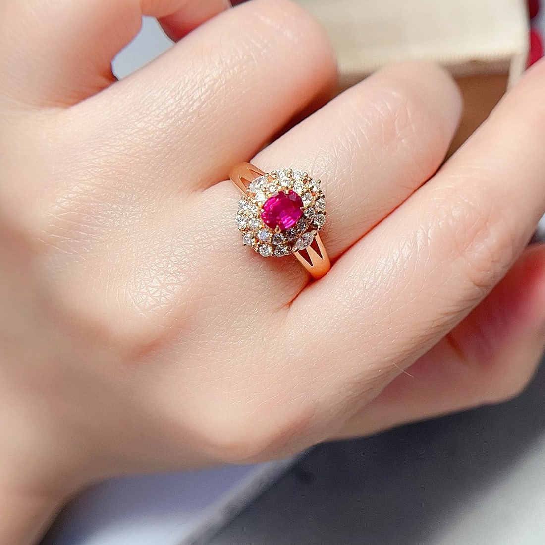 14k Gold 1.22 Ctw Natural Ruby & Diamond Ring - 2