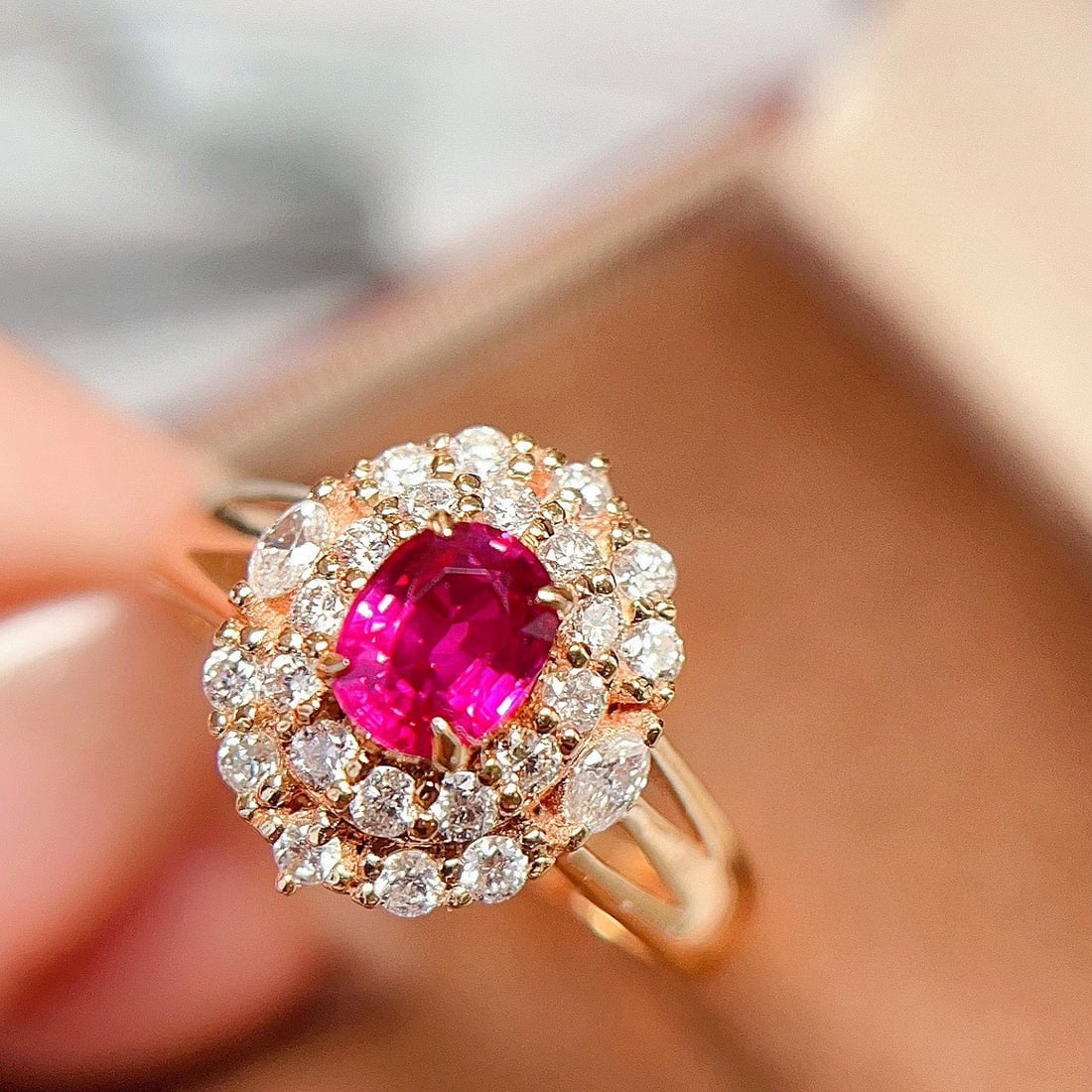 14k Gold 1.22 Ctw Natural Ruby & Diamond Ring - 4