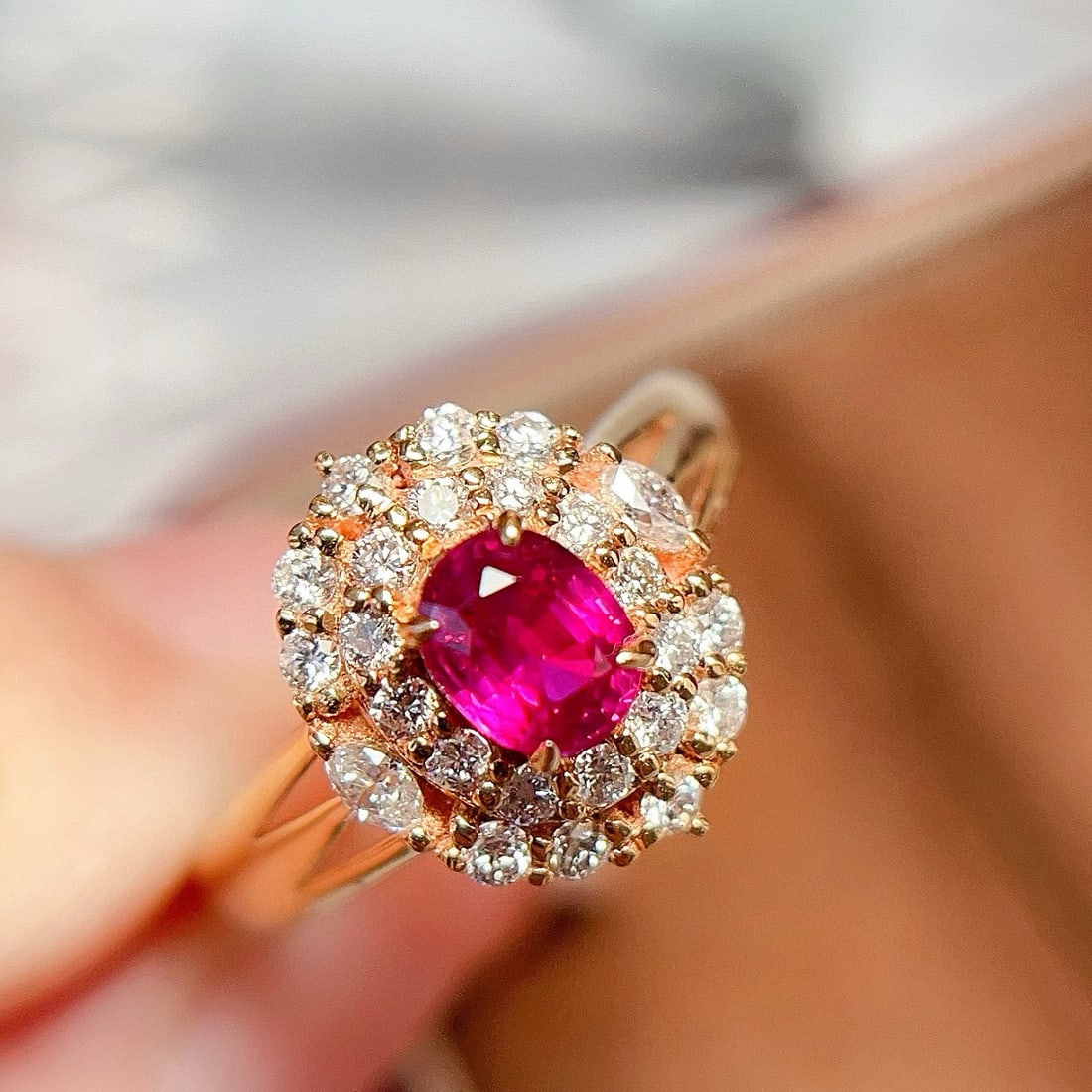 14k Gold 1.22 Ctw Natural Ruby & Diamond Ring - 6