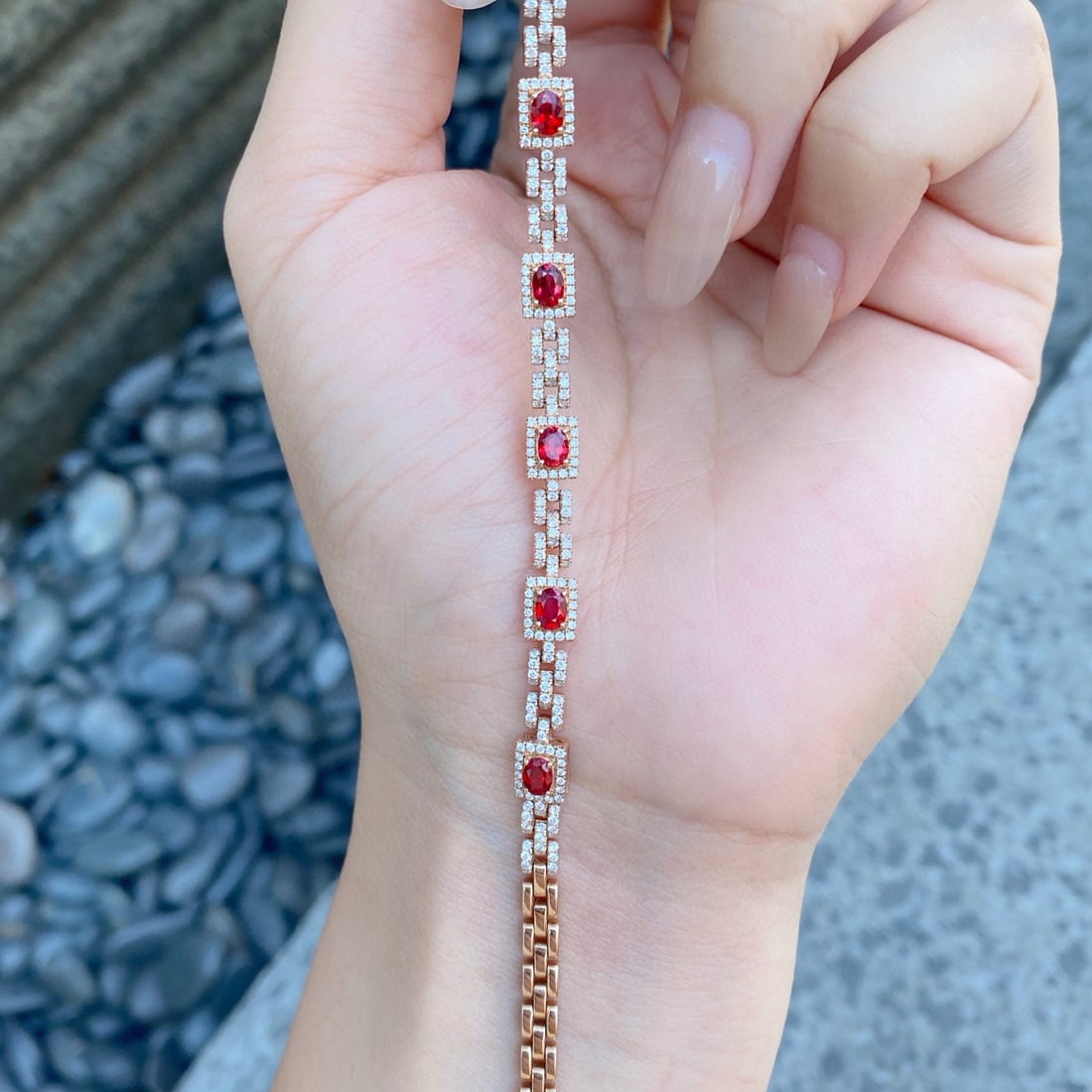 14k Gold 2.38 Ctw Vivid Red Natural Ruby & Diamond Bracelet - 3