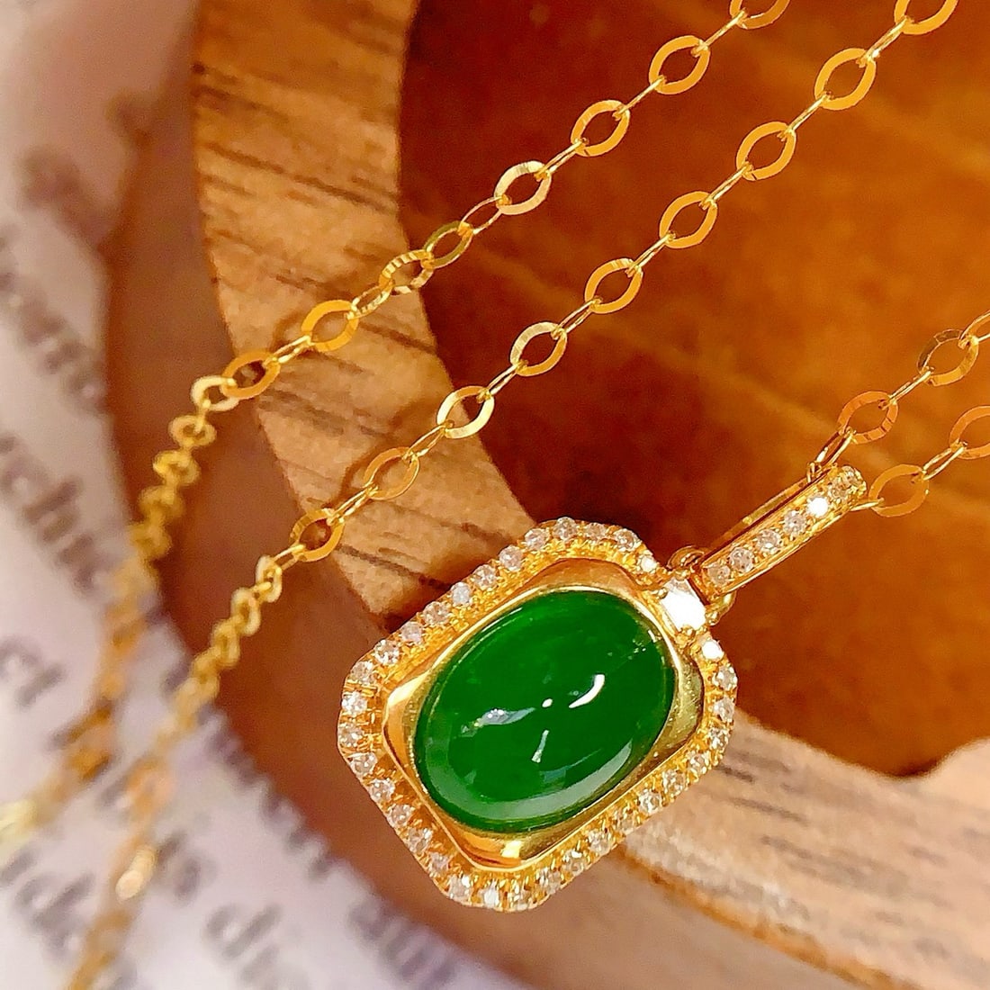 14k Gold 1 Ct Natural Emerald & Diamond Pendant( Without Chain ) - 4