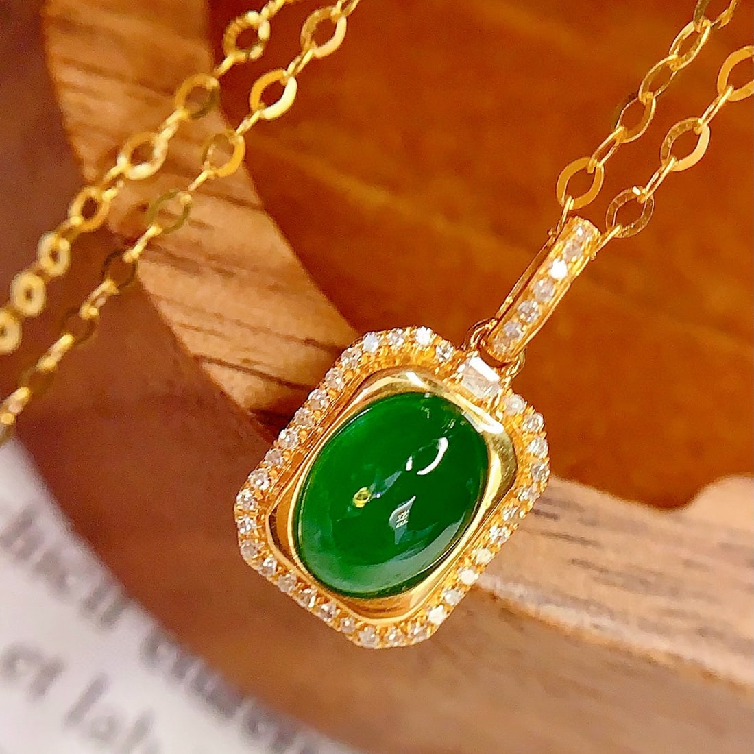 14k Gold 1 Ct Natural Emerald & Diamond Pendant( Without Chain ) - 6