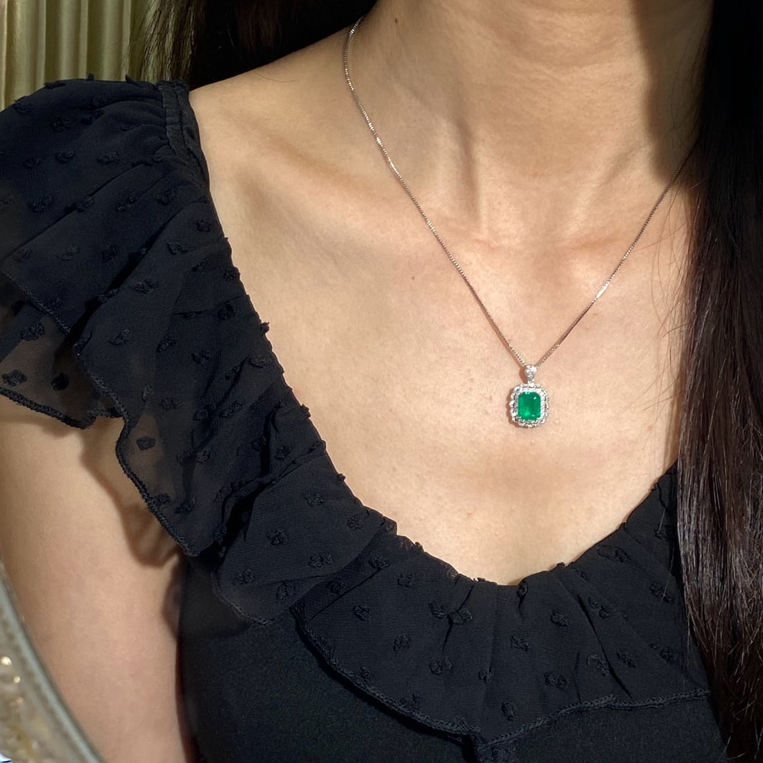14k Gold 3.24 Ctw Natural Emerald & Diamond Pendant( Without Chain ) - 4